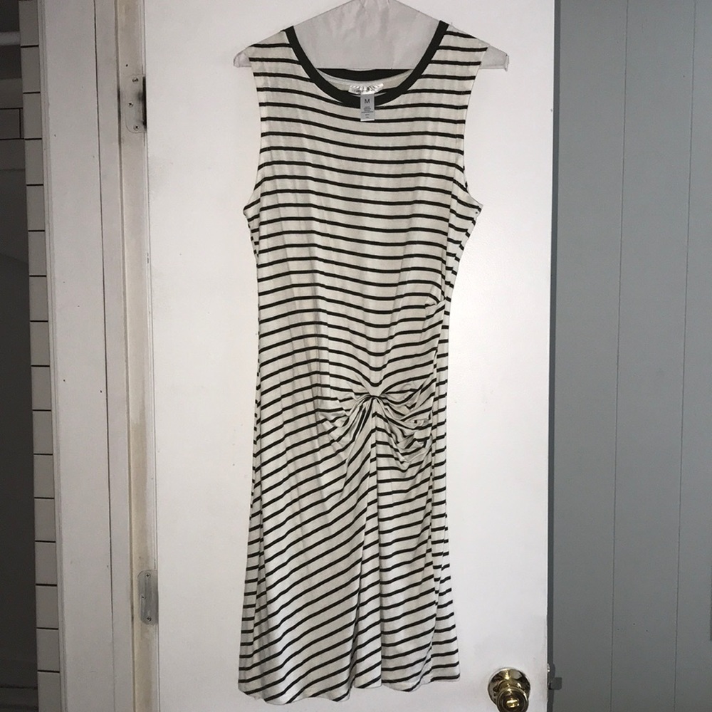 White & Green Stripe Dress